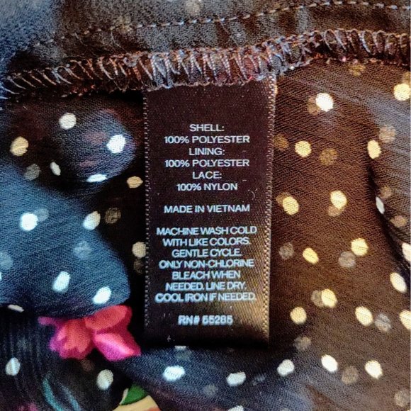 Express Blouse Multicolor Women Size Large Semi Sheer Keyhole Back Lace Trim - Picture 10 of 11